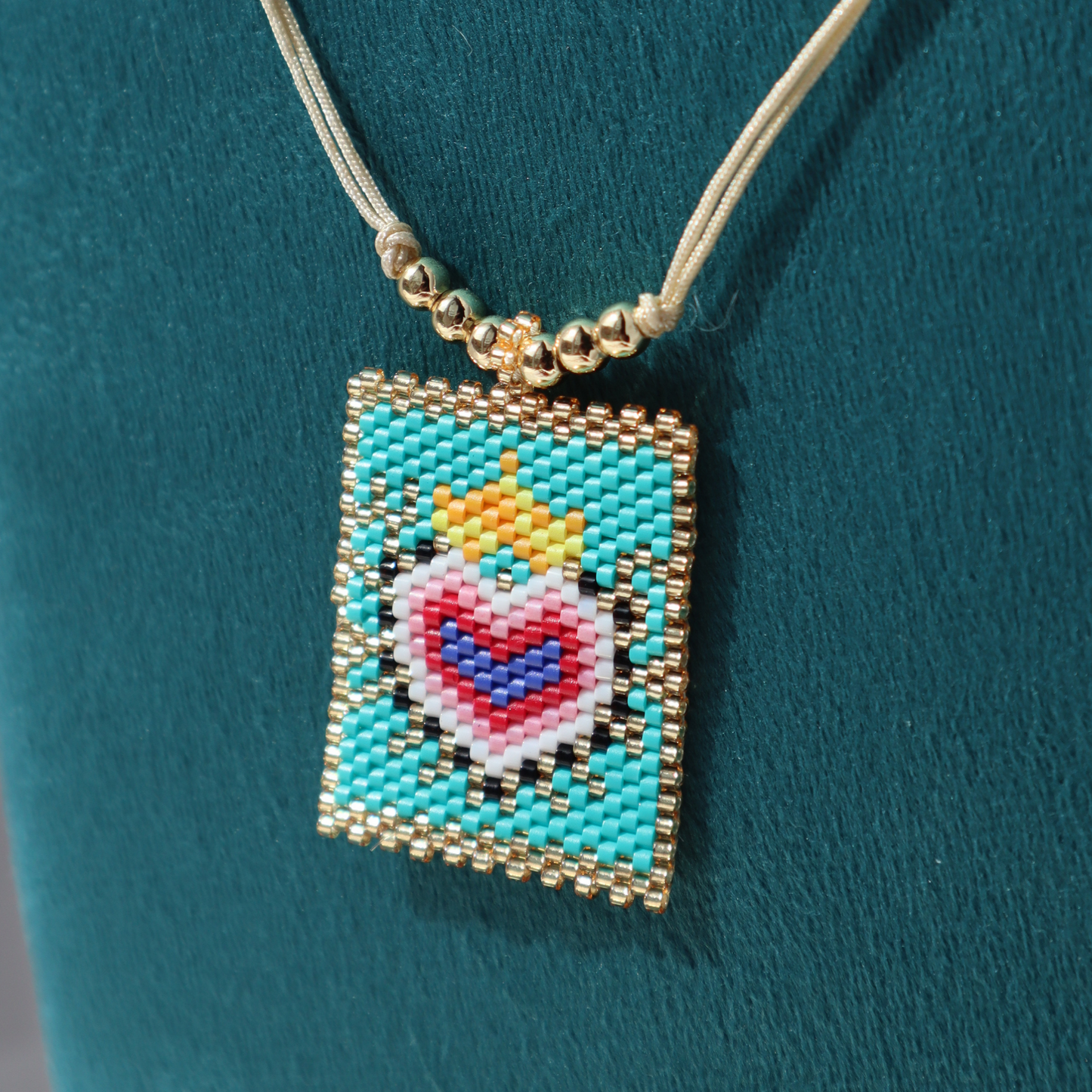 Turquoise Beaded Heart Necklace