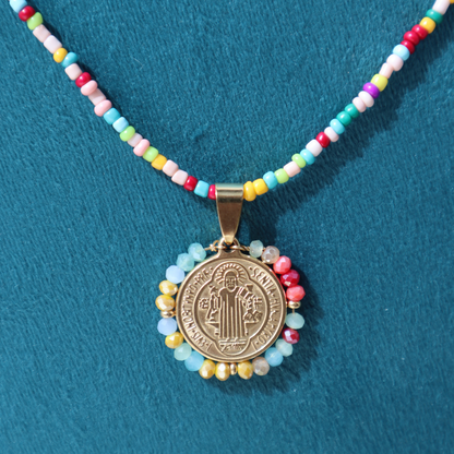 St Benedict Multicoloured Beaded Necklace